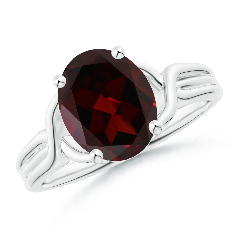 10x8mm A Classic Oval Garnet Criss-Cross Cocktail Ring in P950 Platinum 
