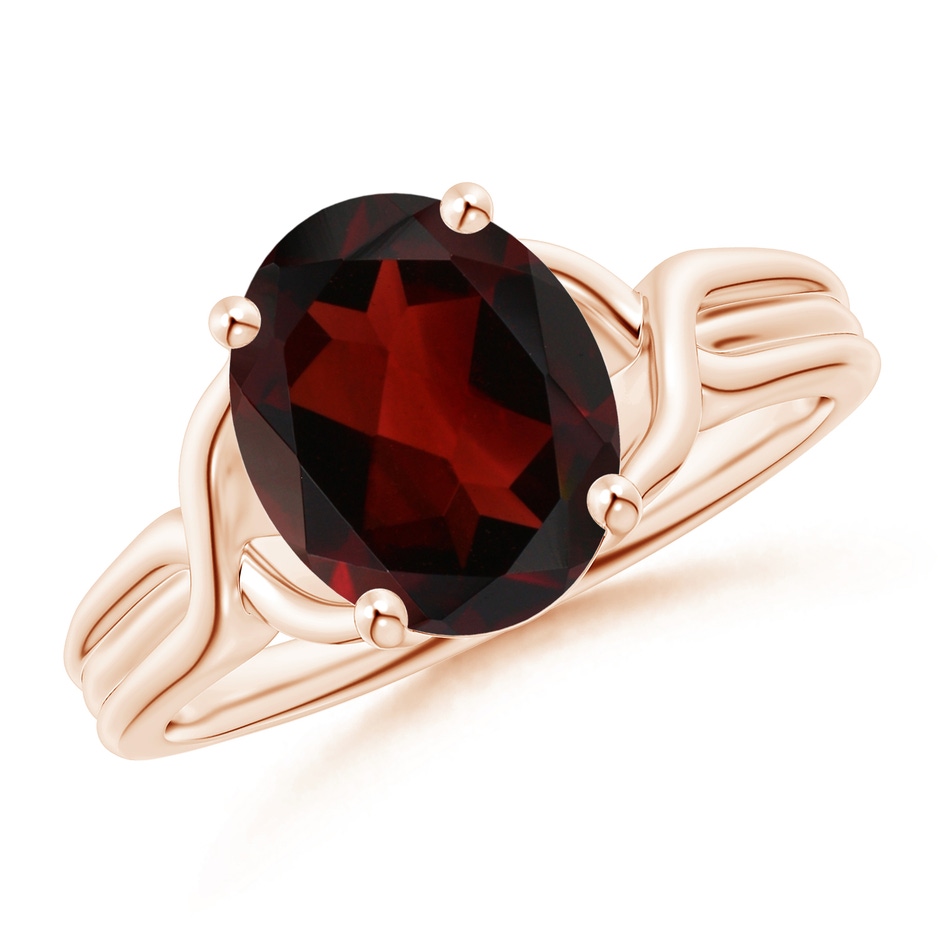 10x8mm AA Classic Oval Garnet Criss-Cross Cocktail Ring in 18K Rose Gold 