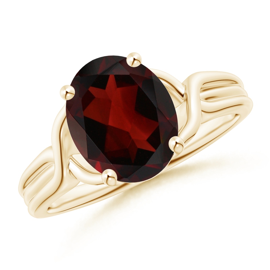 10x8mm AA Classic Oval Garnet Criss-Cross Cocktail Ring in 18K Yellow Gold 