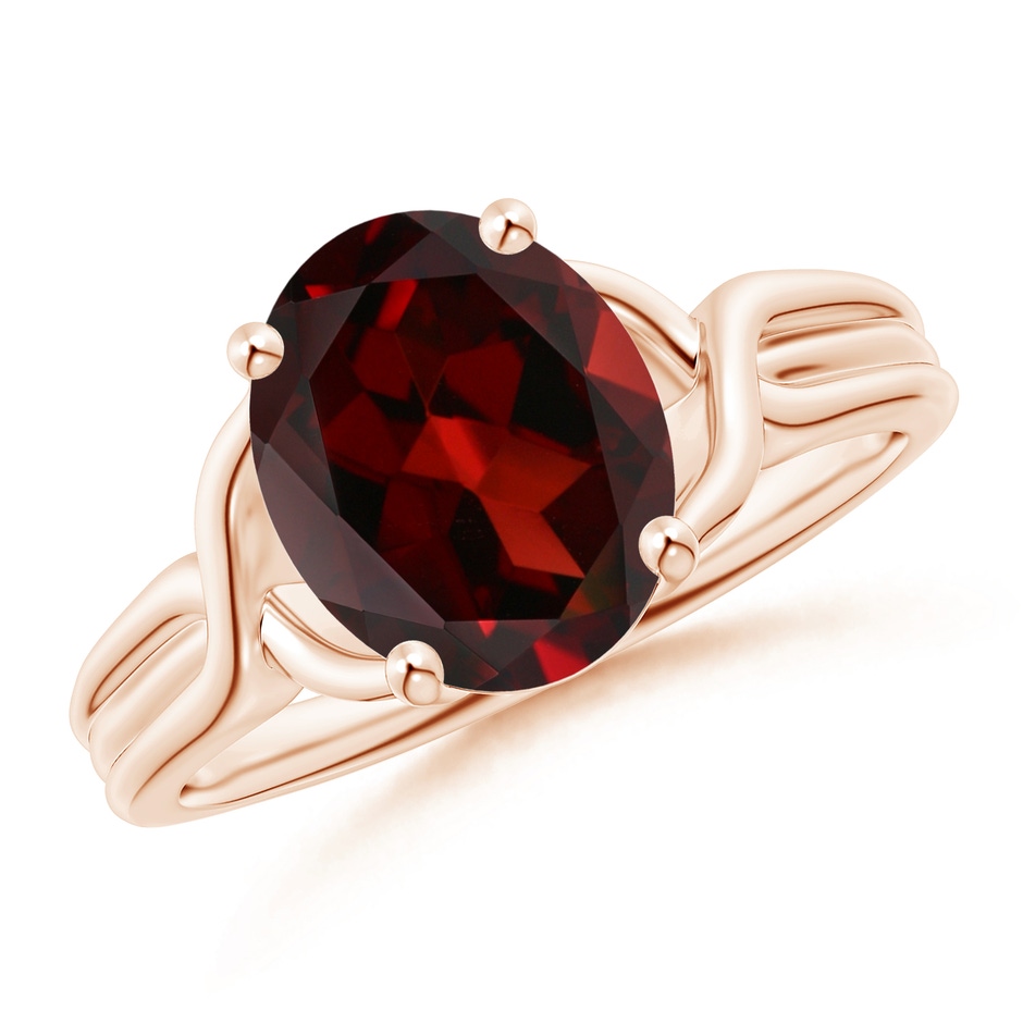 10x8mm AAA Classic Oval Garnet Criss-Cross Cocktail Ring in Rose Gold 