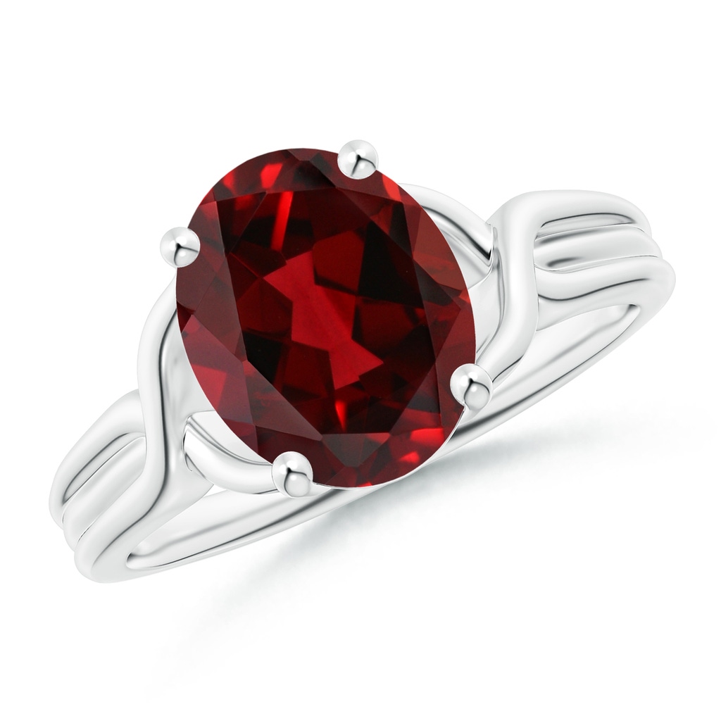 10x8mm AAAA Classic Oval Garnet Criss-Cross Cocktail Ring in P950 Platinum