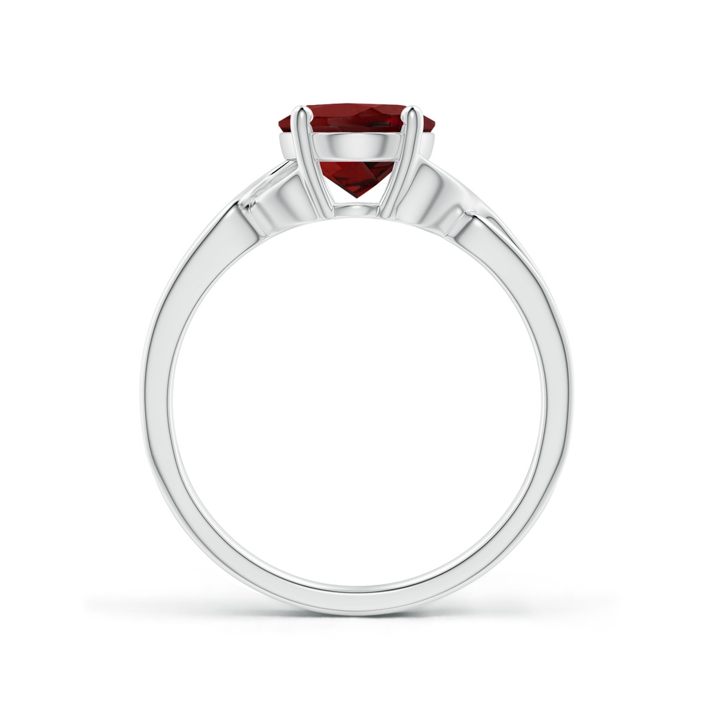 9x7mm AAAA Classic Oval Garnet Criss-Cross Cocktail Ring in White Gold - side 199