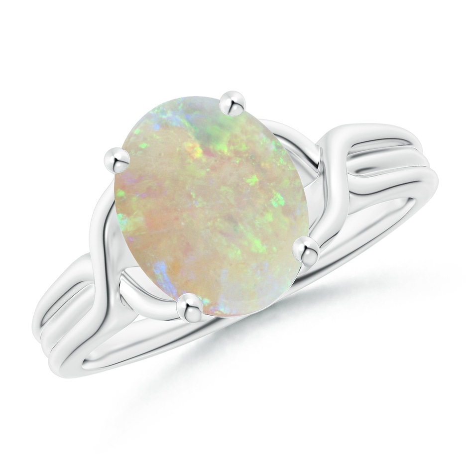 10x8mm AAA Classic Oval Opal Criss-Cross Cocktail Ring in White Gold 