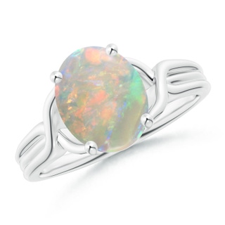 10x8mm AAAA Classic Oval Opal Criss-Cross Cocktail Ring in P950 Platinum