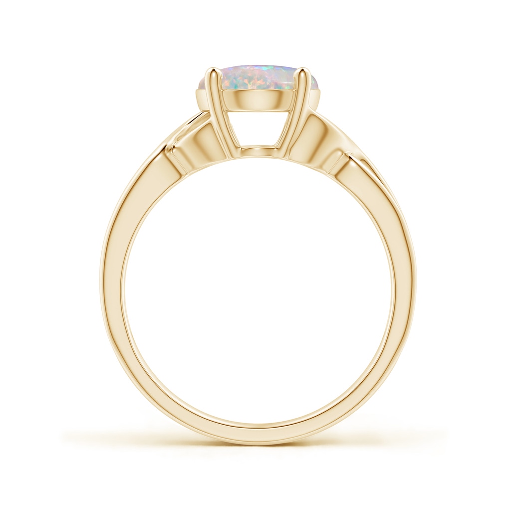 10x8mm AAAA Classic Oval Opal Criss-Cross Cocktail Ring in Yellow Gold Side-1