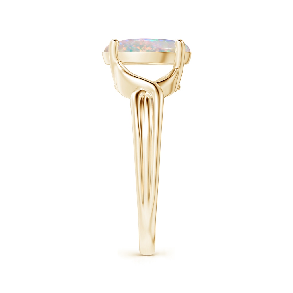 10x8mm AAAA Classic Oval Opal Criss-Cross Cocktail Ring in Yellow Gold Side-2
