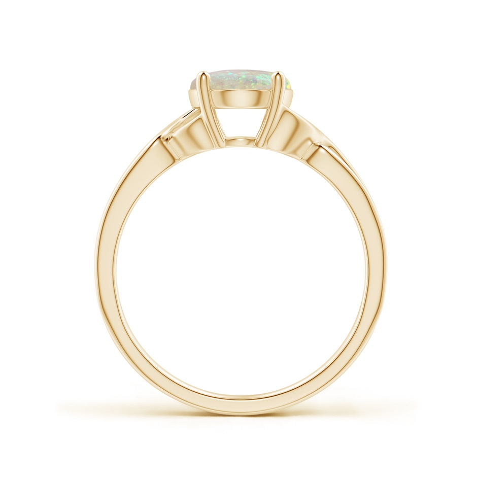 9x7mm AAA Classic Oval Opal Criss-Cross Cocktail Ring in Yellow Gold side-1