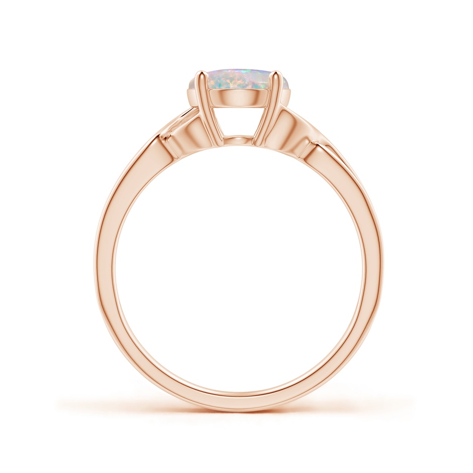 9x7mm AAAA Classic Oval Opal Criss-Cross Cocktail Ring in Rose Gold side-1