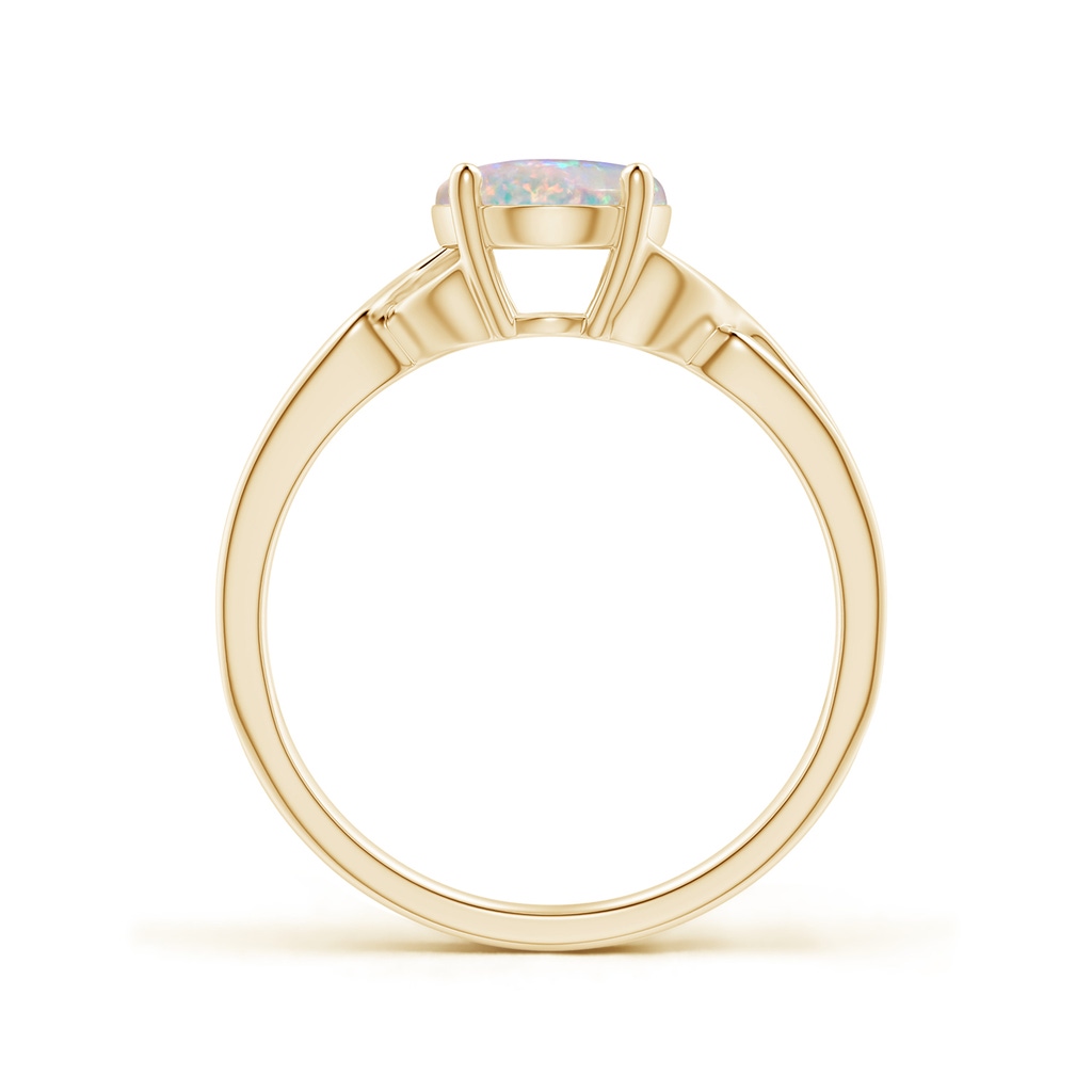 9x7mm AAAA Classic Oval Opal Criss-Cross Cocktail Ring in Yellow Gold Side-1