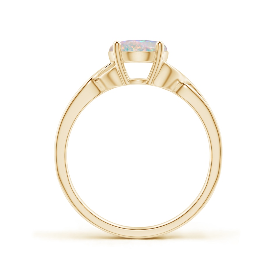 9x7mm AAAA Classic Oval Opal Criss-Cross Cocktail Ring in Yellow Gold side-1