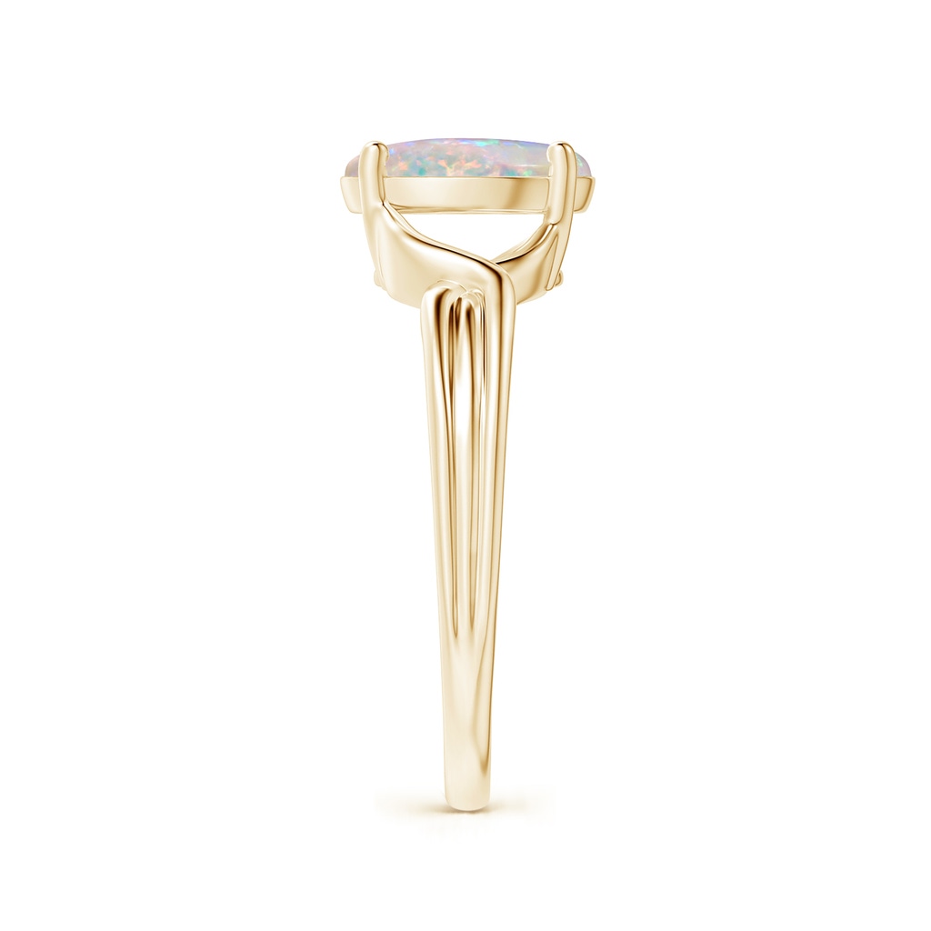 9x7mm AAAA Classic Oval Opal Criss-Cross Cocktail Ring in Yellow Gold Side-2