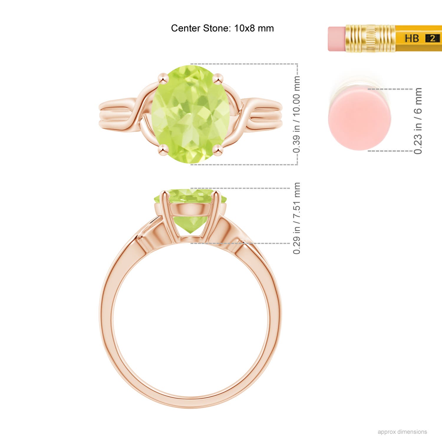 A - Peridot / 2.6 CT / 14 KT Rose Gold