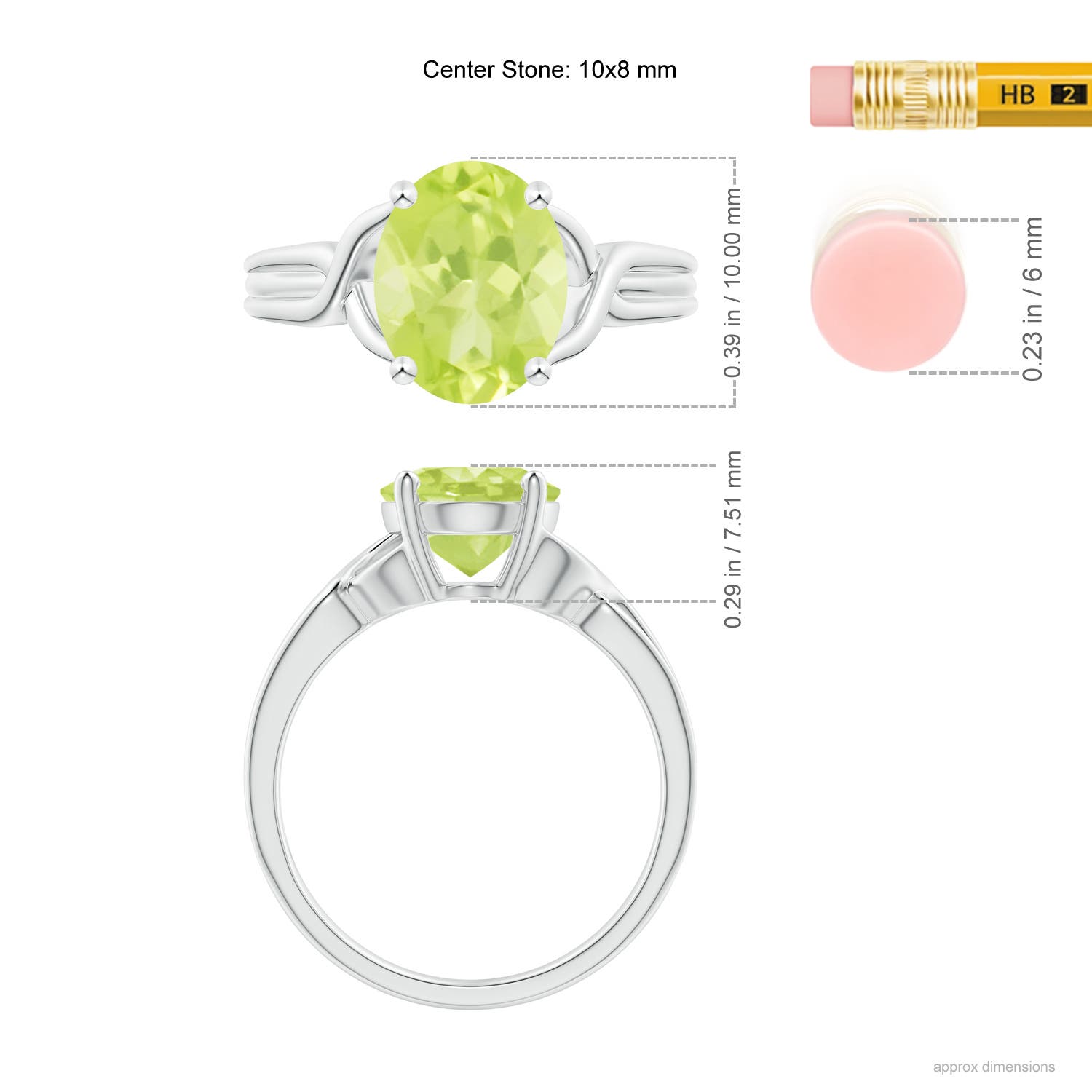 A - Peridot / 2.6 CT / 14 KT White Gold