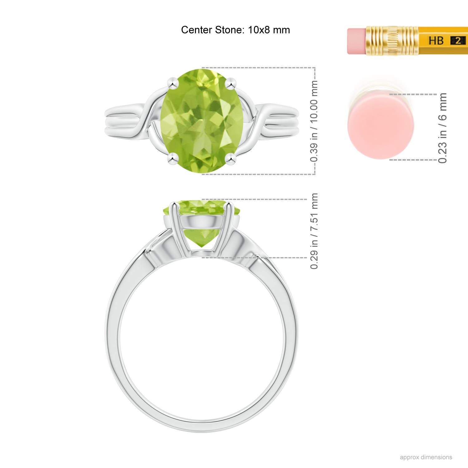 AA - Peridot / 2.6 CT / 14 KT White Gold