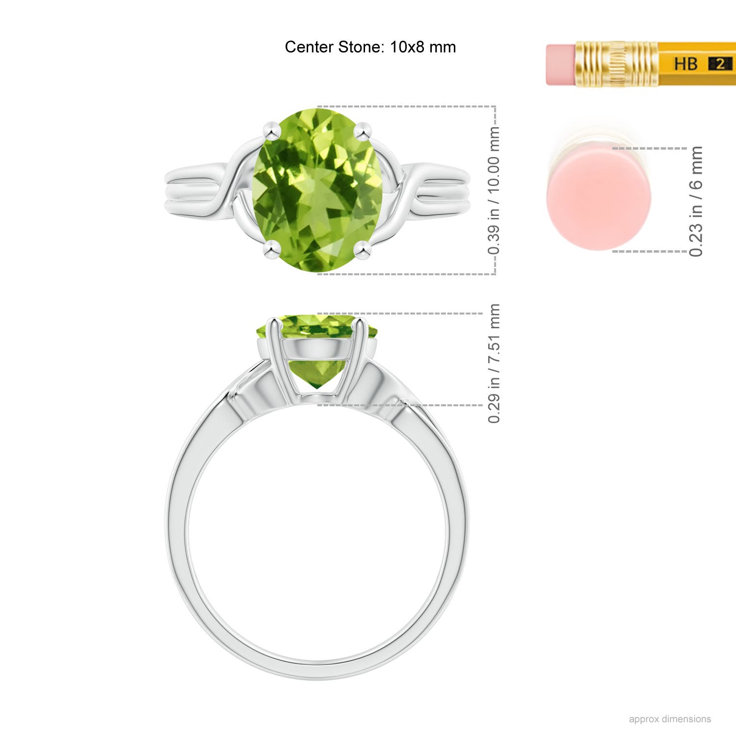 AAA - Peridot / 2.6 CT / 14 KT White Gold