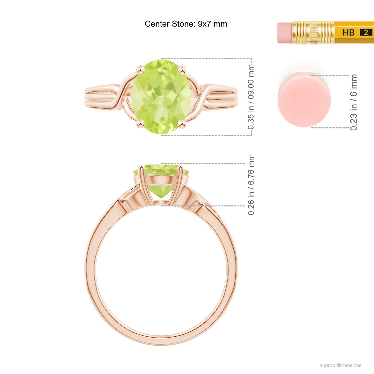 A - Peridot / 1.9 CT / 14 KT Rose Gold