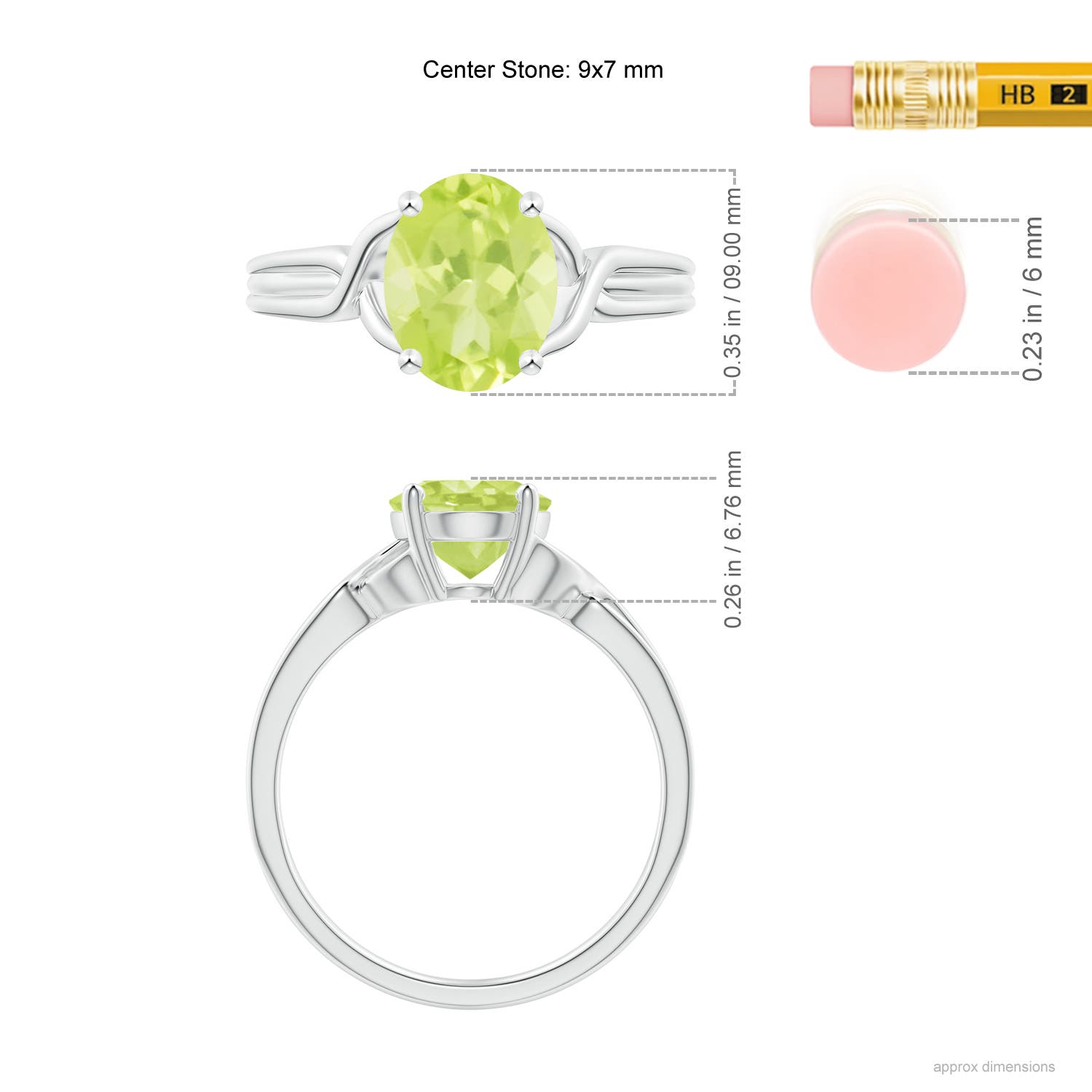 A - Peridot / 1.9 CT / 14 KT White Gold