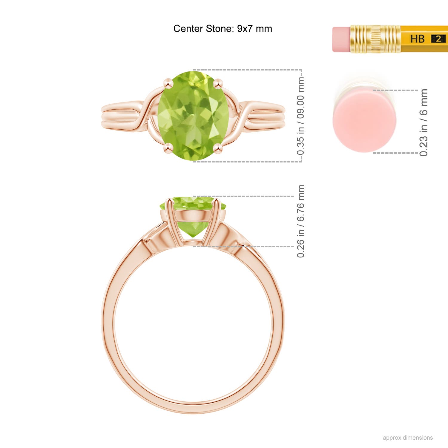 AA - Peridot / 1.9 CT / 14 KT Rose Gold