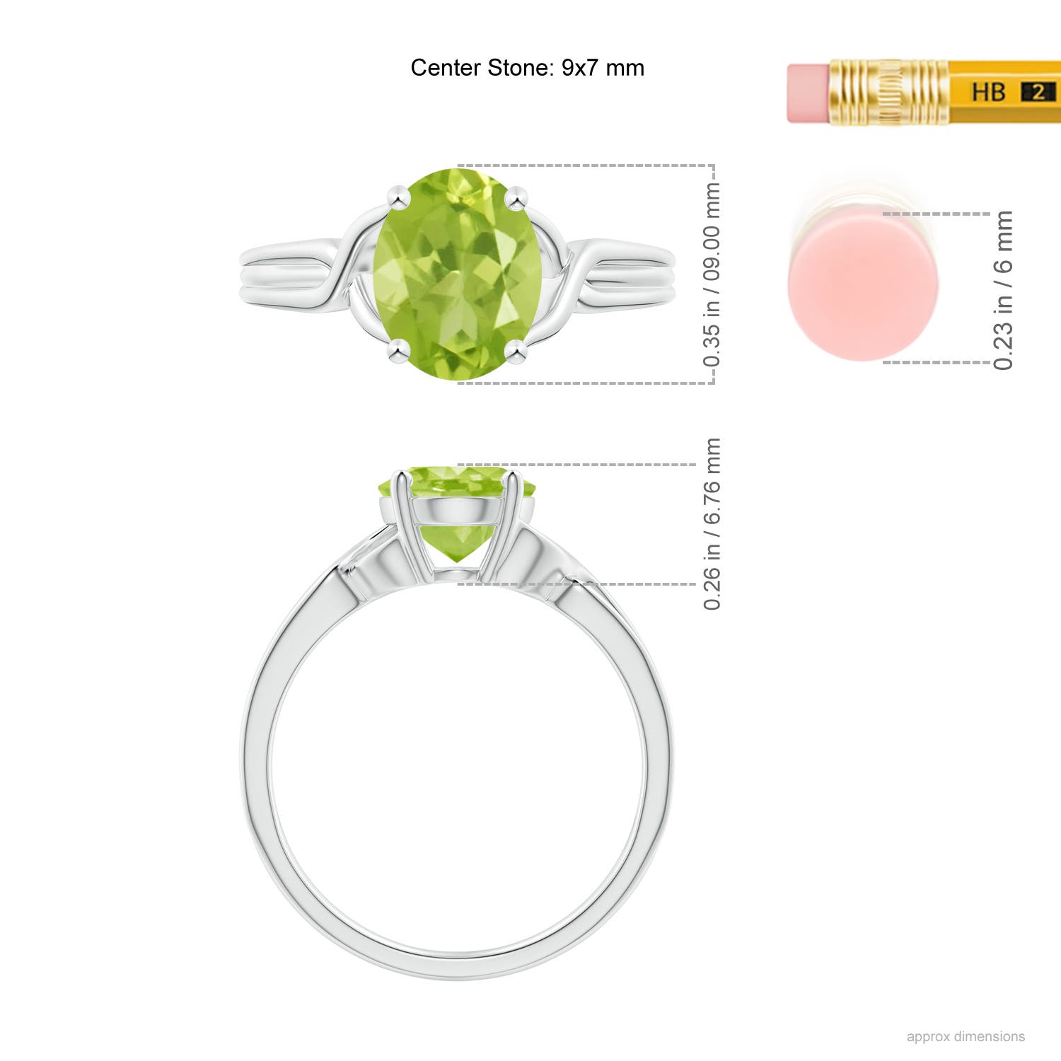 AA - Peridot / 1.9 CT / 14 KT White Gold