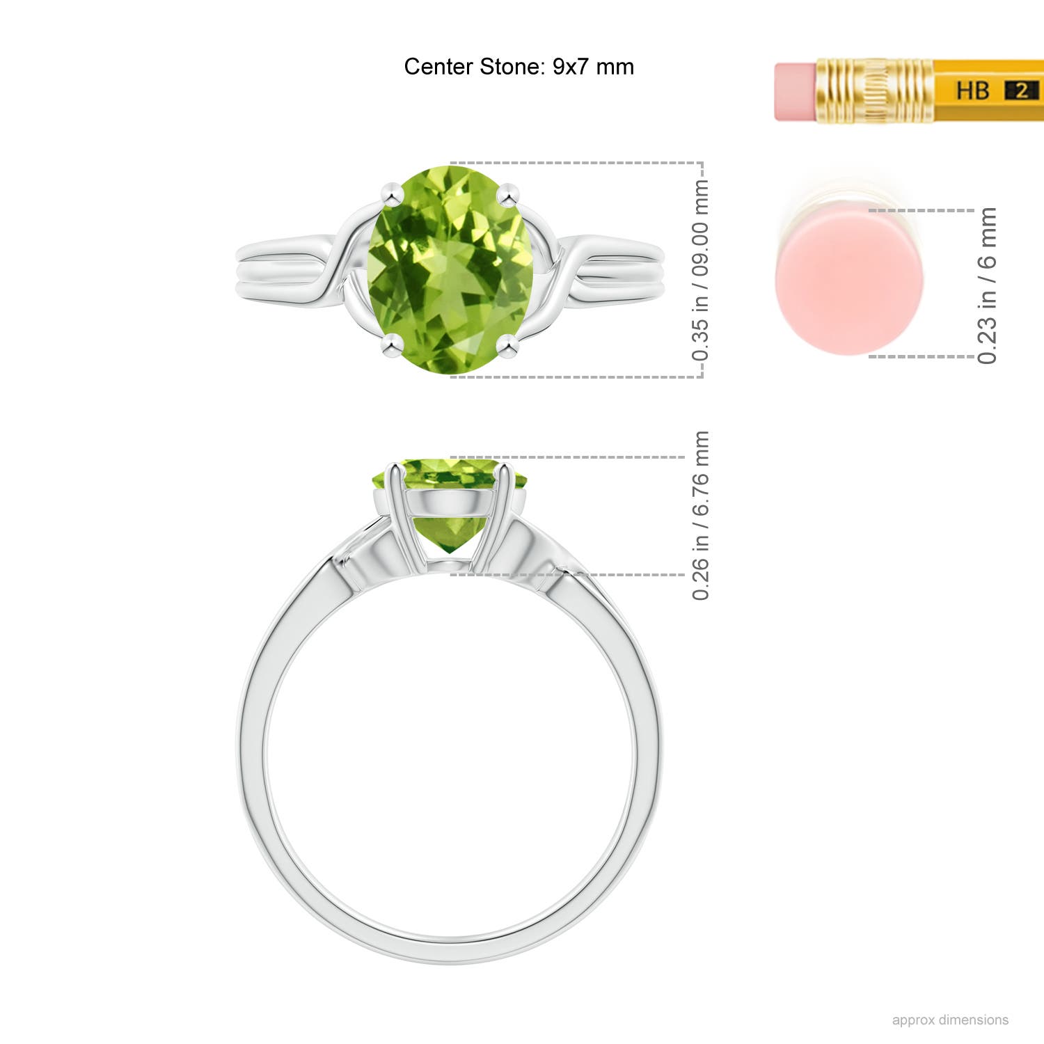 AAA - Peridot / 1.9 CT / 14 KT White Gold