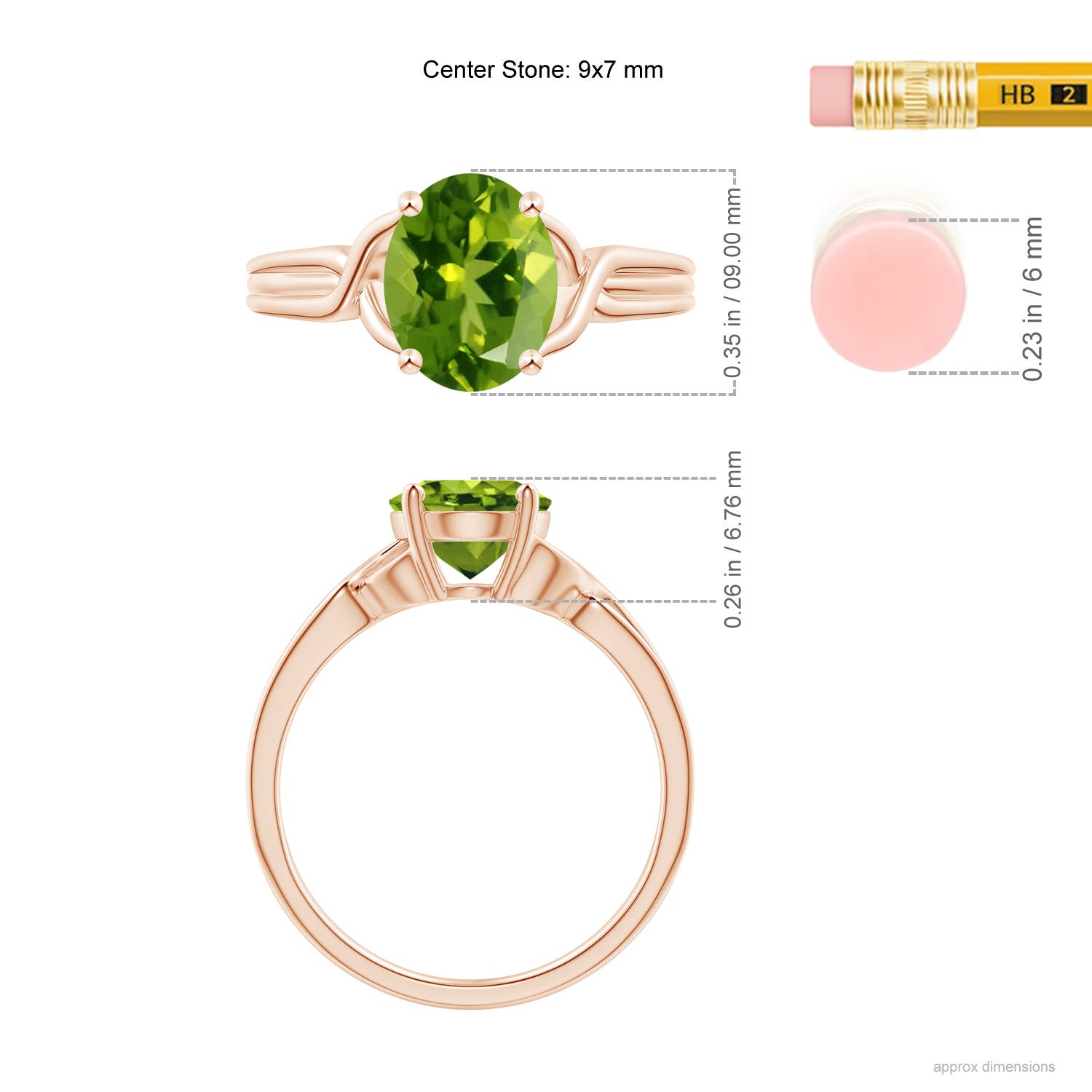 AAAA - Peridot / 1.9 CT / 14 KT Rose Gold