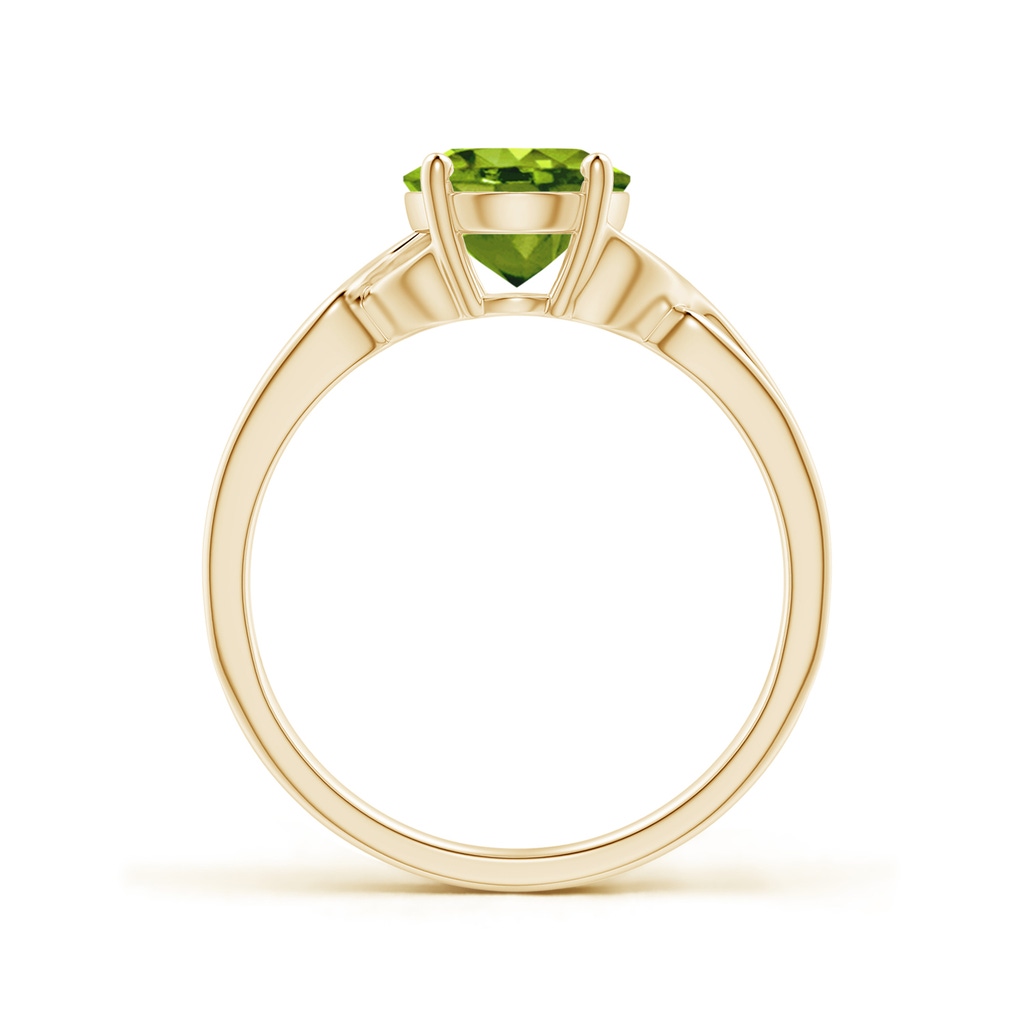 9x7mm AAAA Classic Oval Peridot Criss-Cross Cocktail Ring in Yellow Gold Side 1