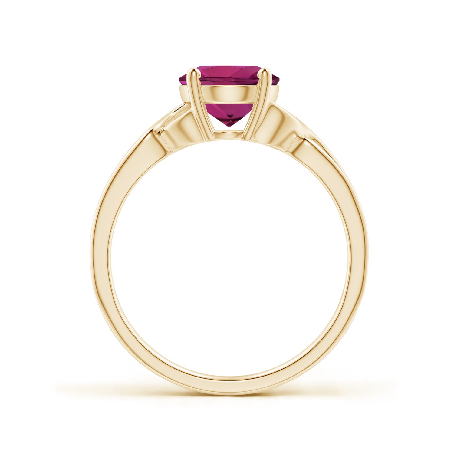 9x7mm AAAA Classic Oval Rhodolite Criss-Cross Cocktail Ring in 18K Yellow Gold