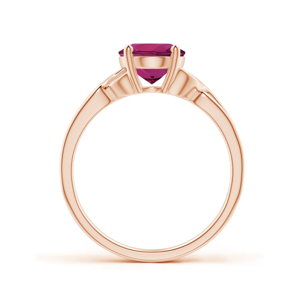 9x7mm AAAA Classic Oval Rhodolite Criss-Cross Cocktail Ring in Rose Gold Side-1
