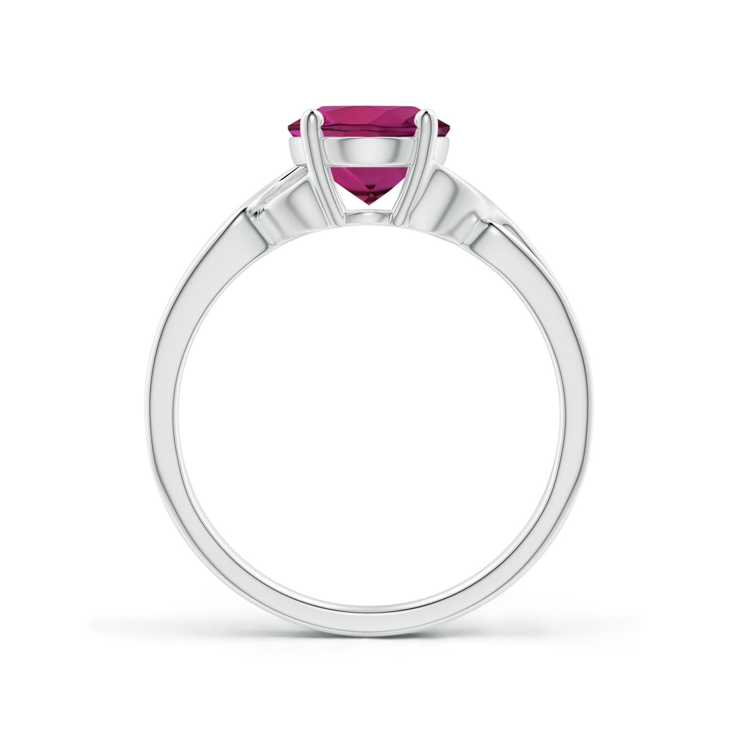 9x7mm AAAA Classic Oval Rhodolite Criss-Cross Cocktail Ring in White Gold - side 3
