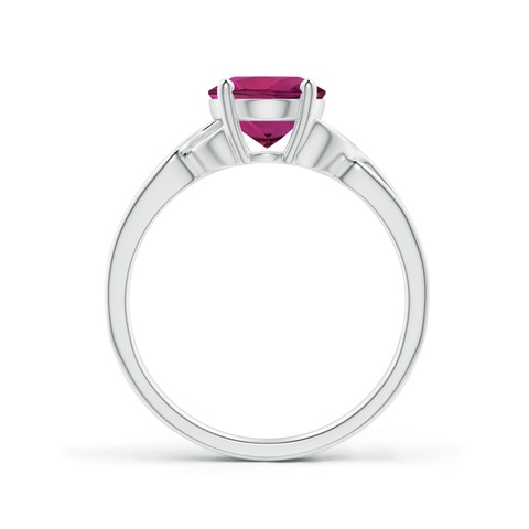 9x7mm AAAA Classic Oval Rhodolite Criss-Cross Cocktail Ring in White Gold - side 3