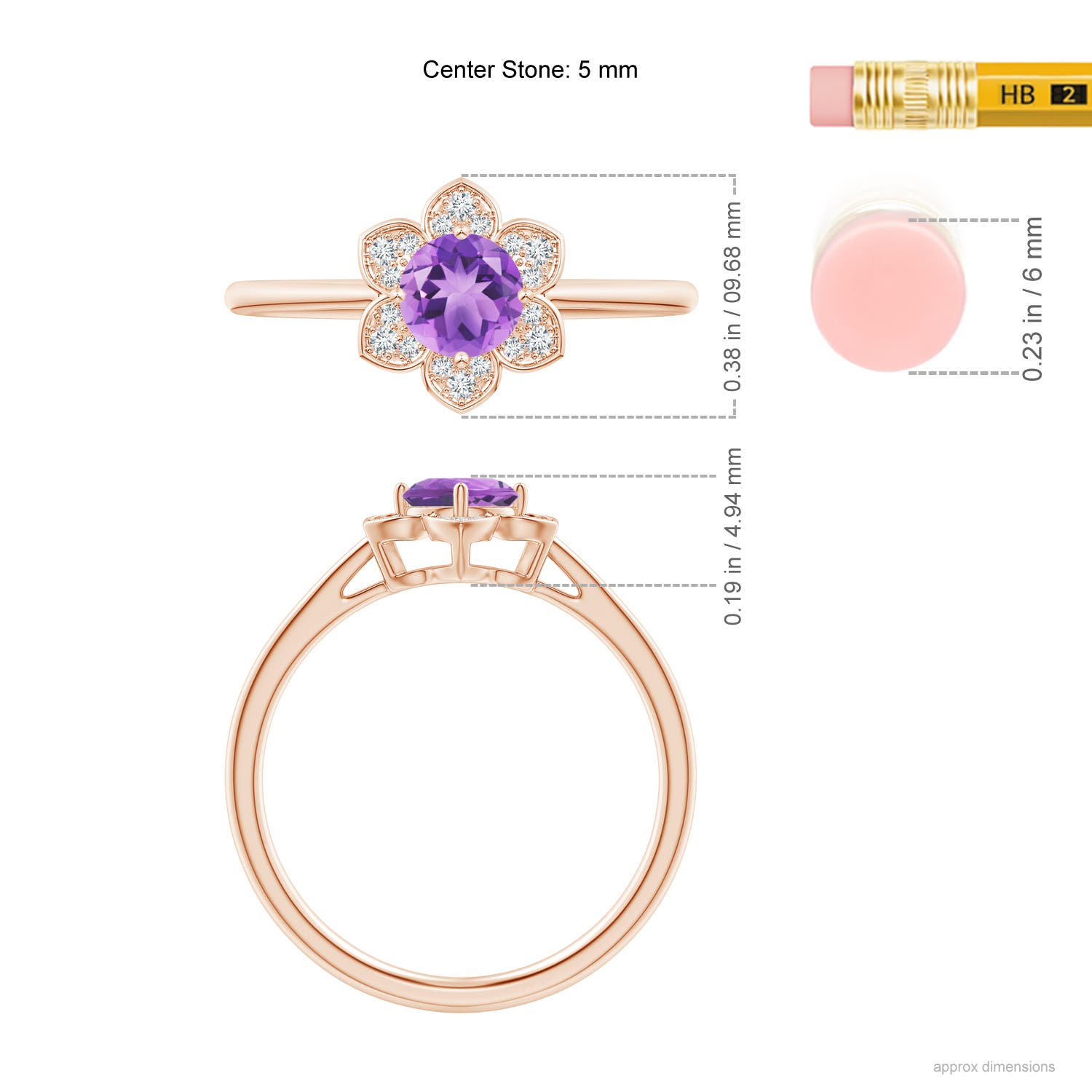 A - Amethyst / 0.51 CT / 14 KT Rose Gold