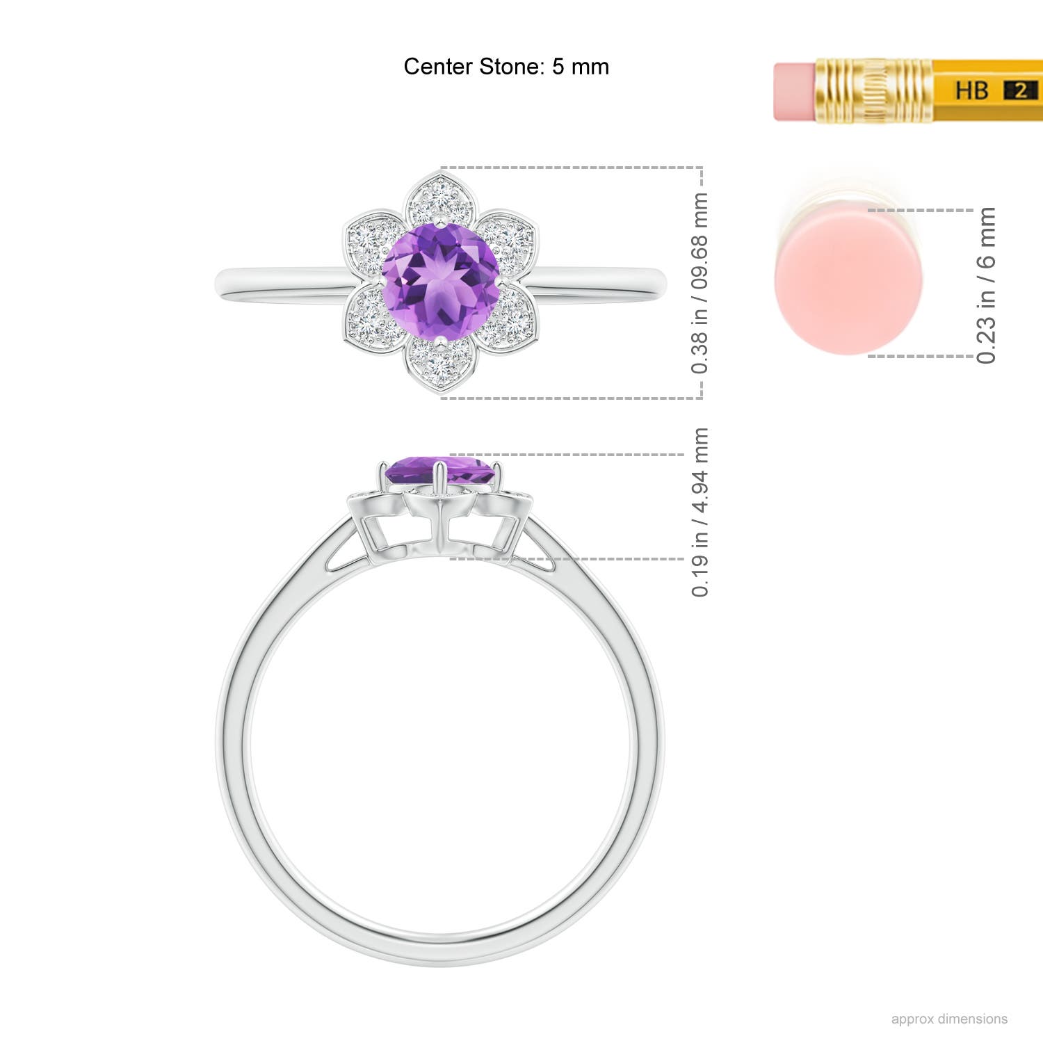 A - Amethyst / 0.51 CT / 14 KT White Gold