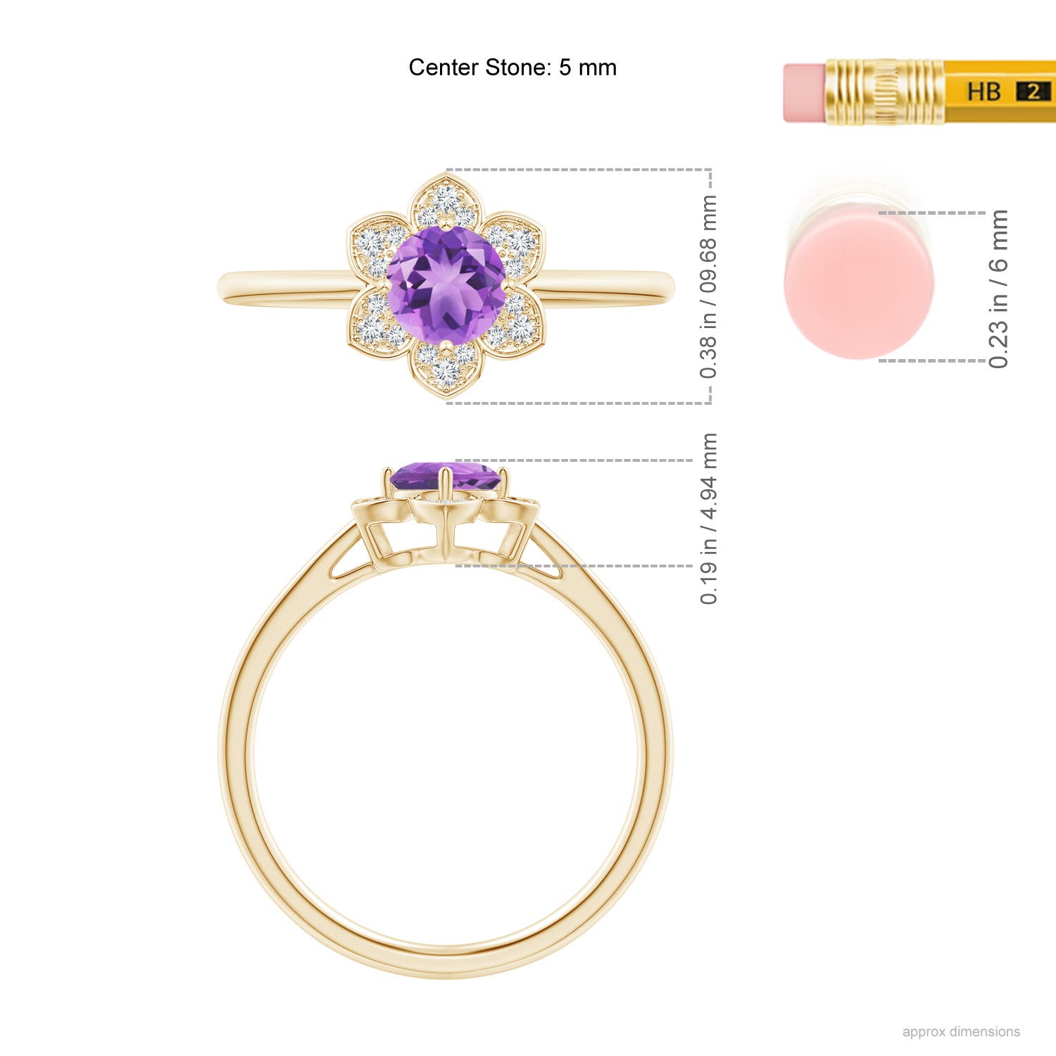 A - Amethyst / 0.51 CT / 14 KT Yellow Gold