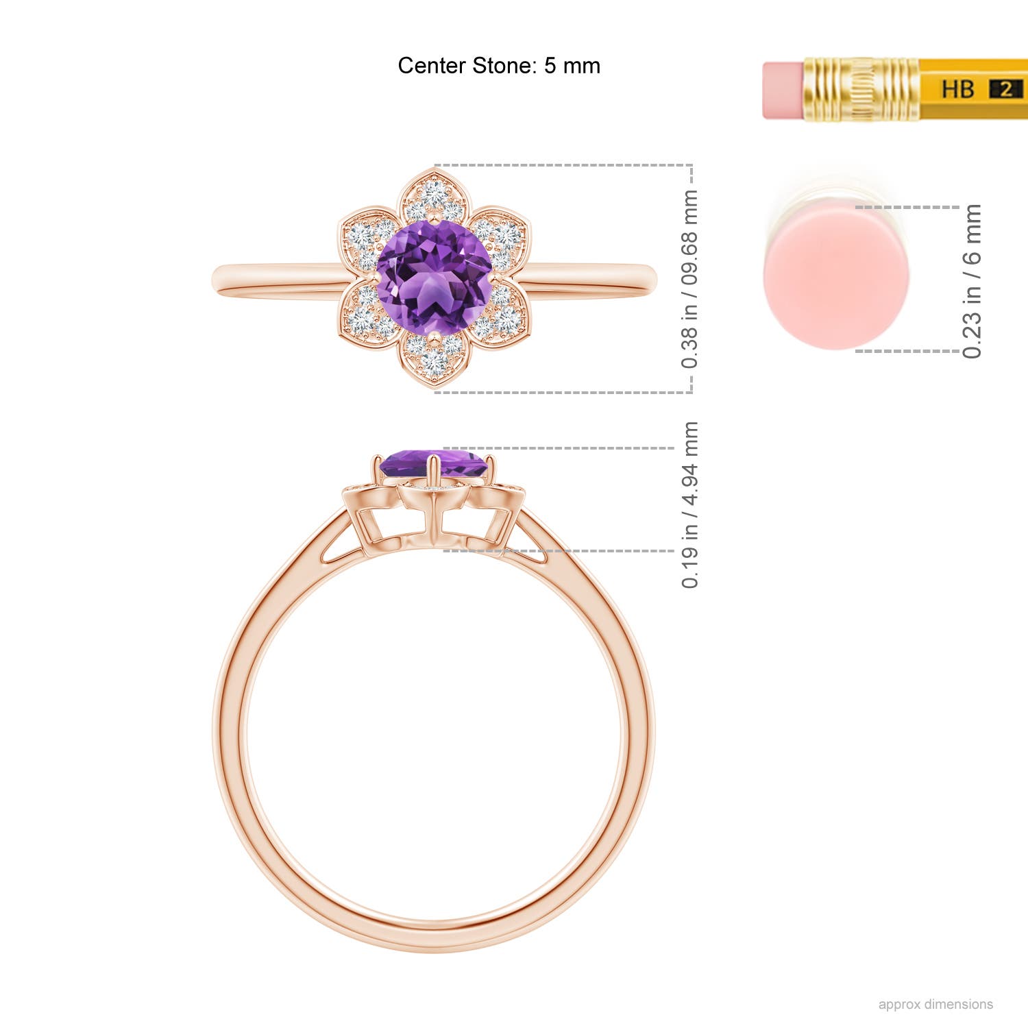 AA - Amethyst / 0.51 CT / 14 KT Rose Gold