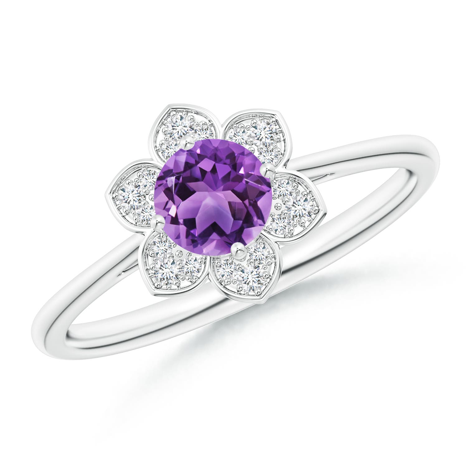 AA - Amethyst / 0.51 CT / 14 KT White Gold