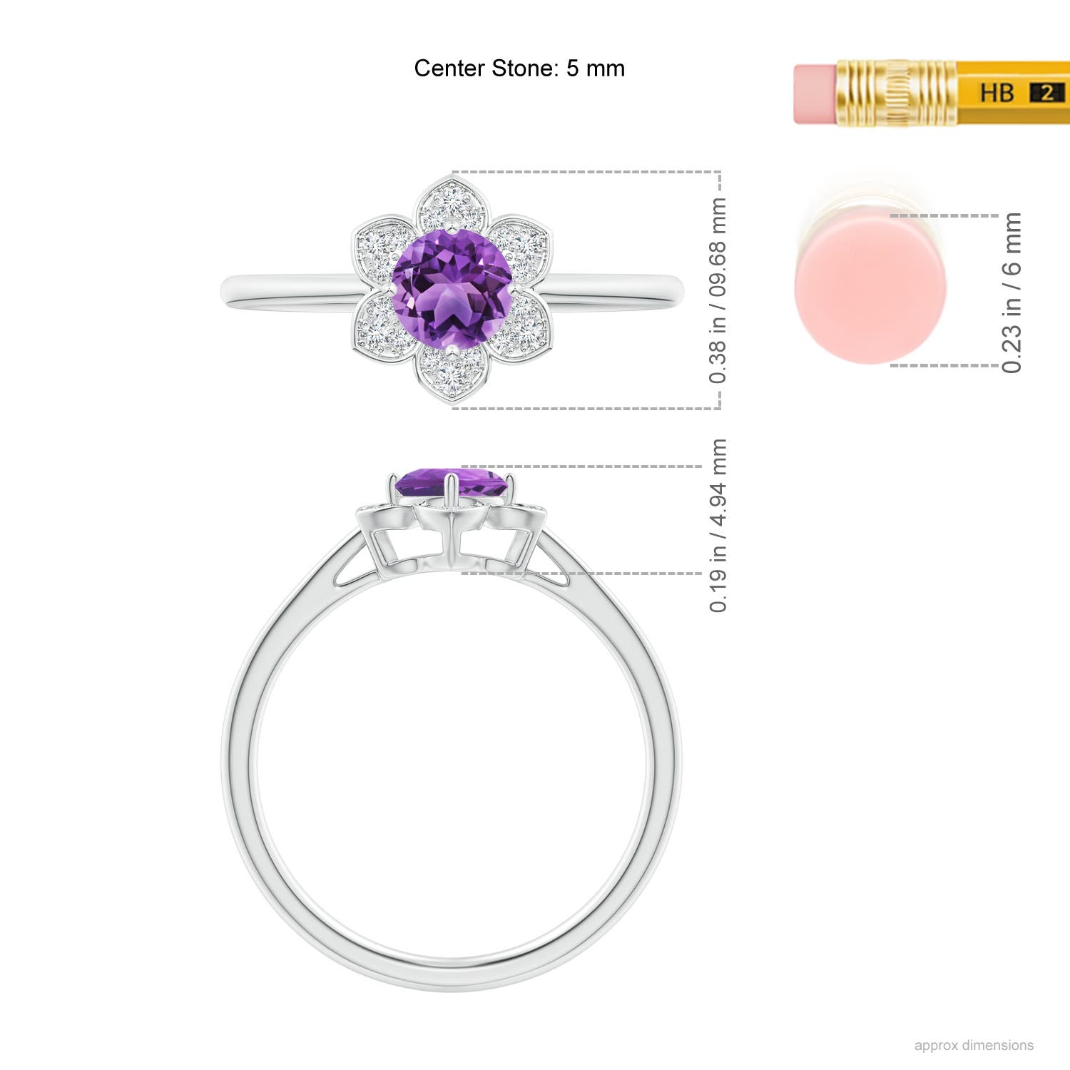 AA - Amethyst / 0.51 CT / 14 KT White Gold