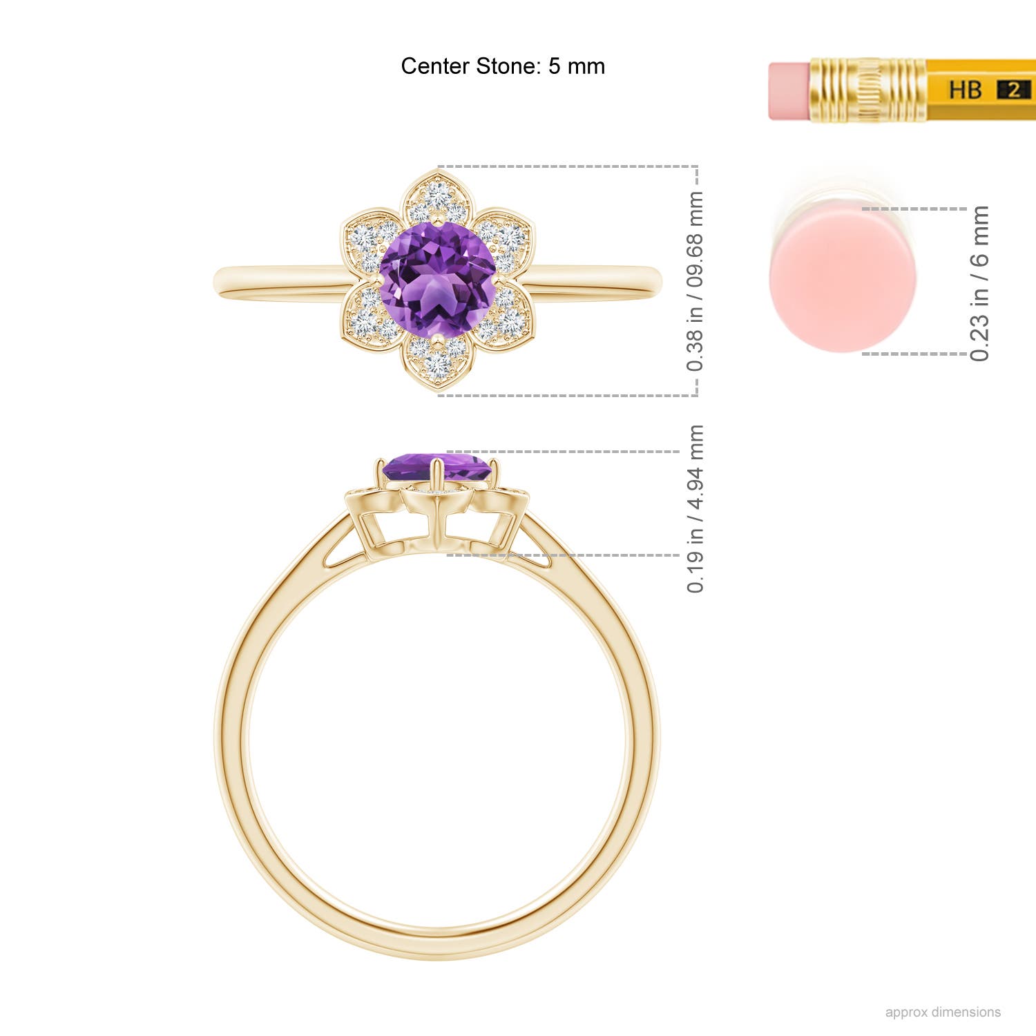 AA - Amethyst / 0.51 CT / 14 KT Yellow Gold