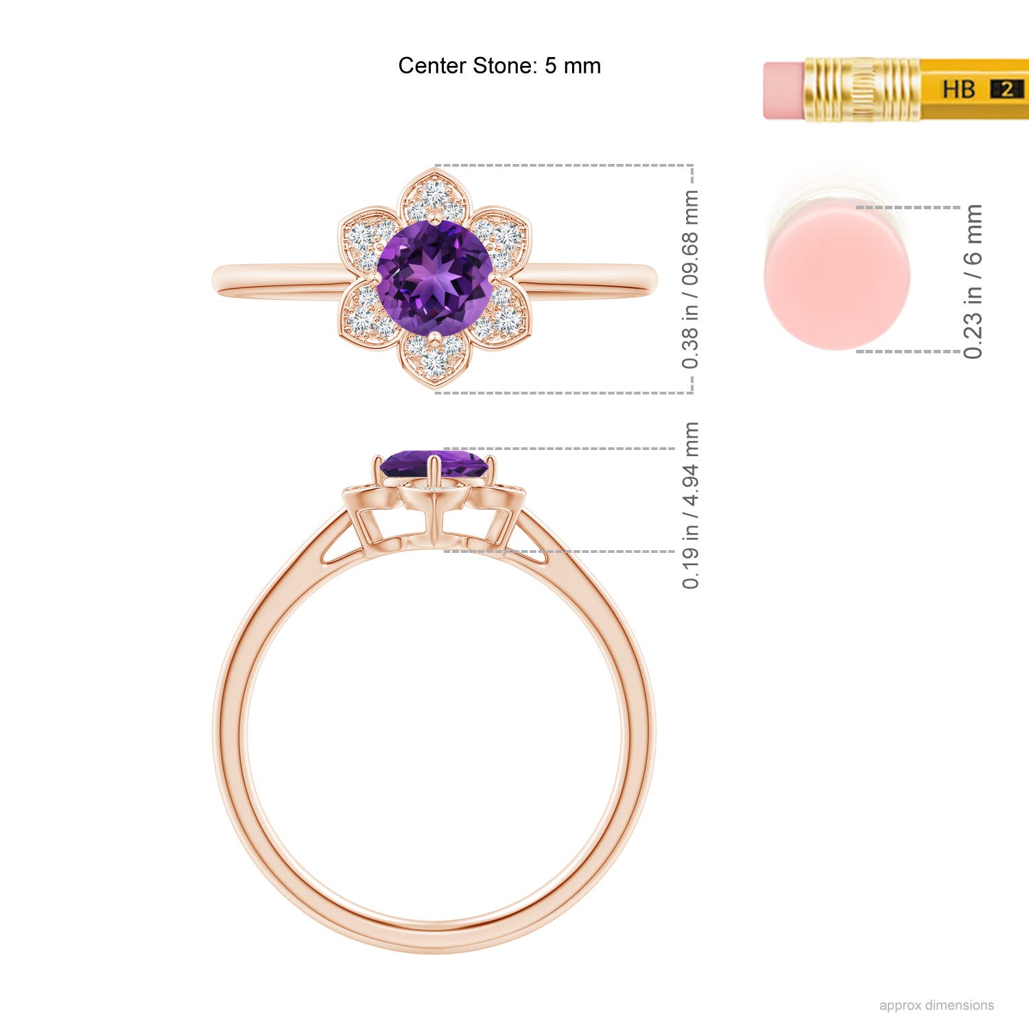 AAAA - Amethyst / 0.51 CT / 14 KT Rose Gold