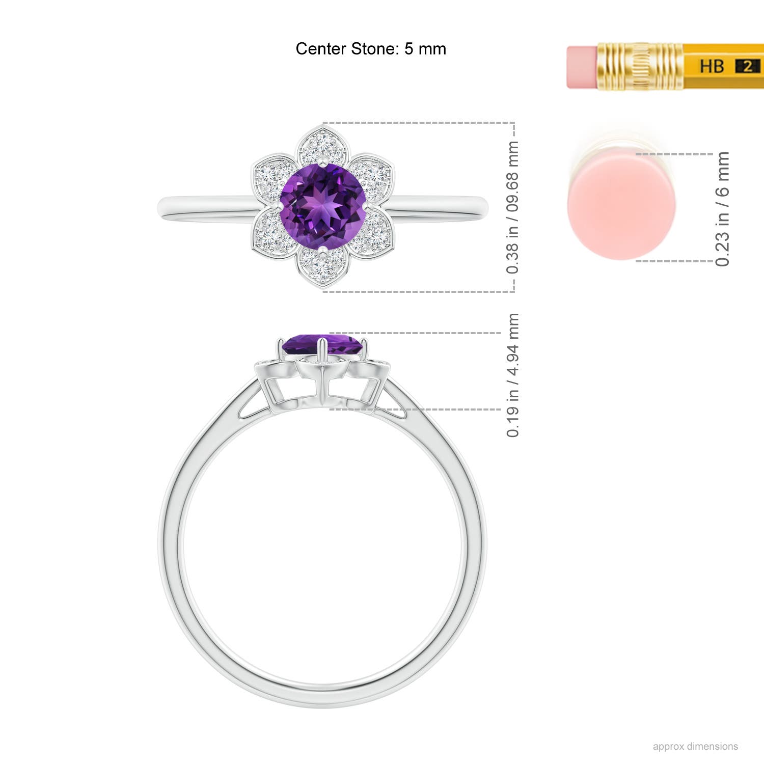 AAAA - Amethyst / 0.51 CT / 14 KT White Gold