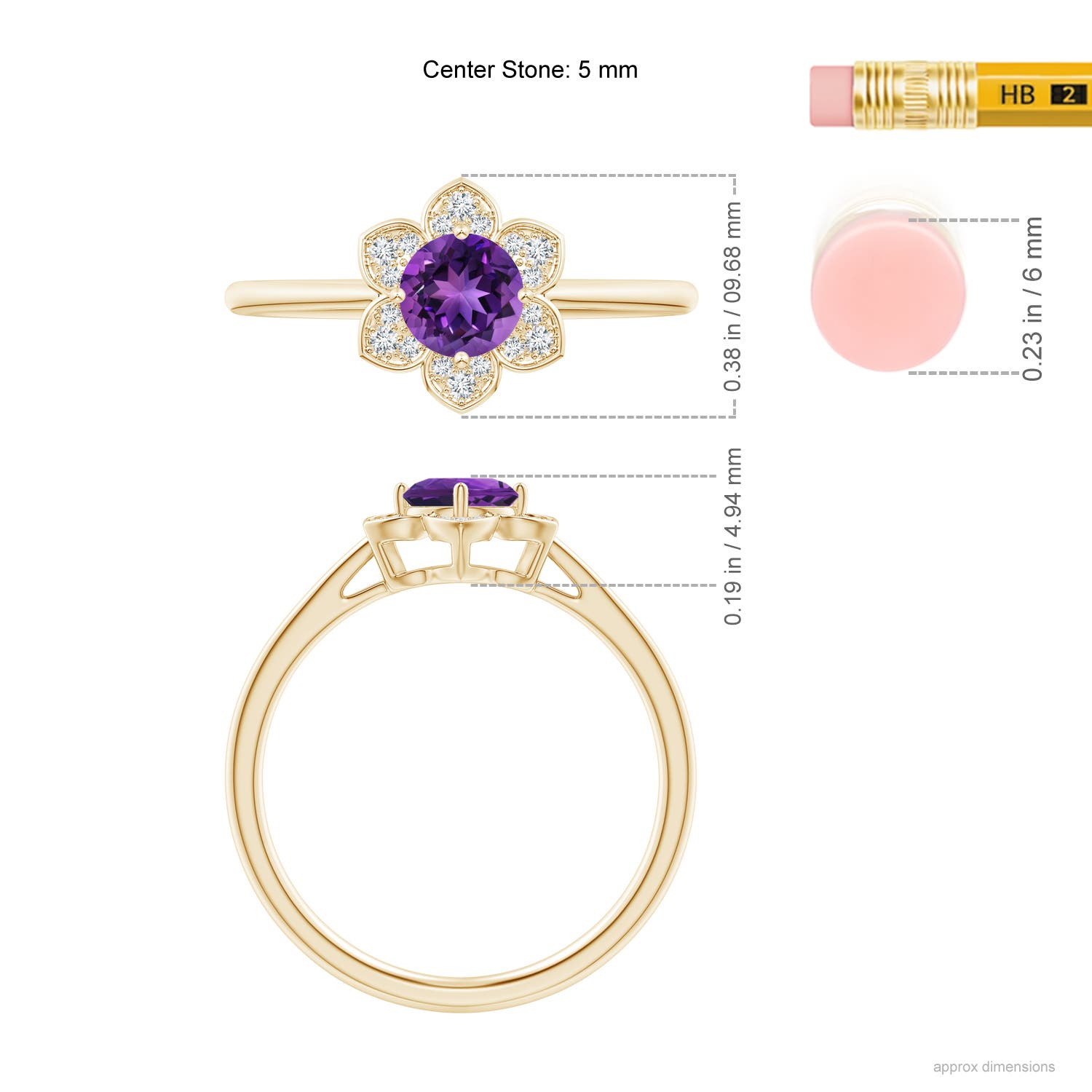 AAAA - Amethyst / 0.51 CT / 14 KT Yellow Gold