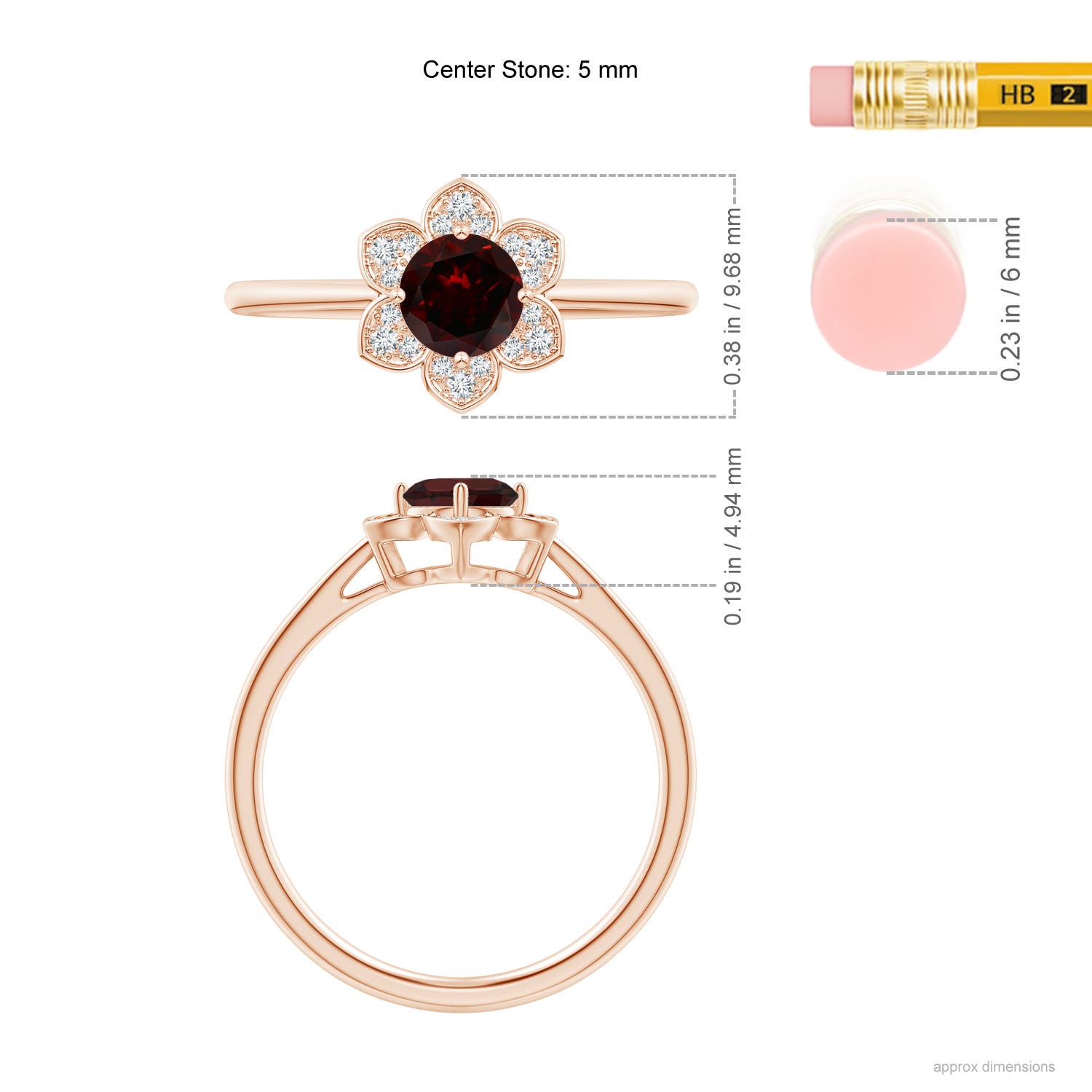 A - Garnet / 0.66 CT / 14 KT Rose Gold