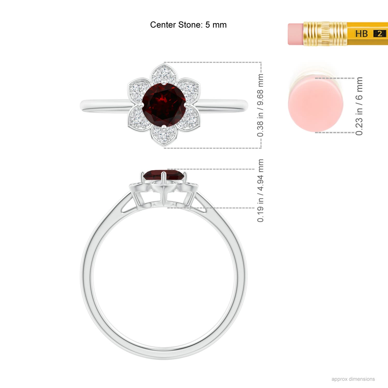 A - Garnet / 0.66 CT / 14 KT White Gold