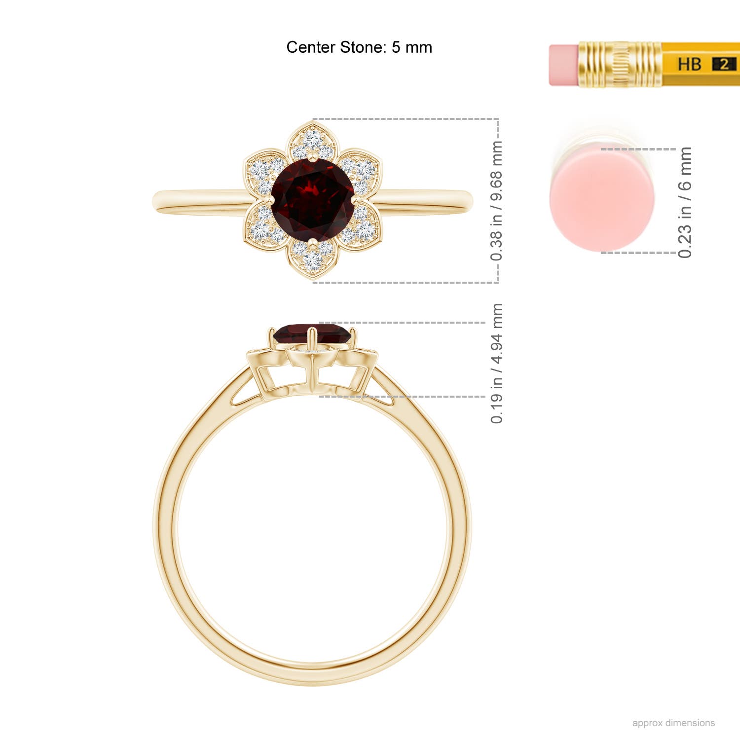 A - Garnet / 0.66 CT / 14 KT Yellow Gold