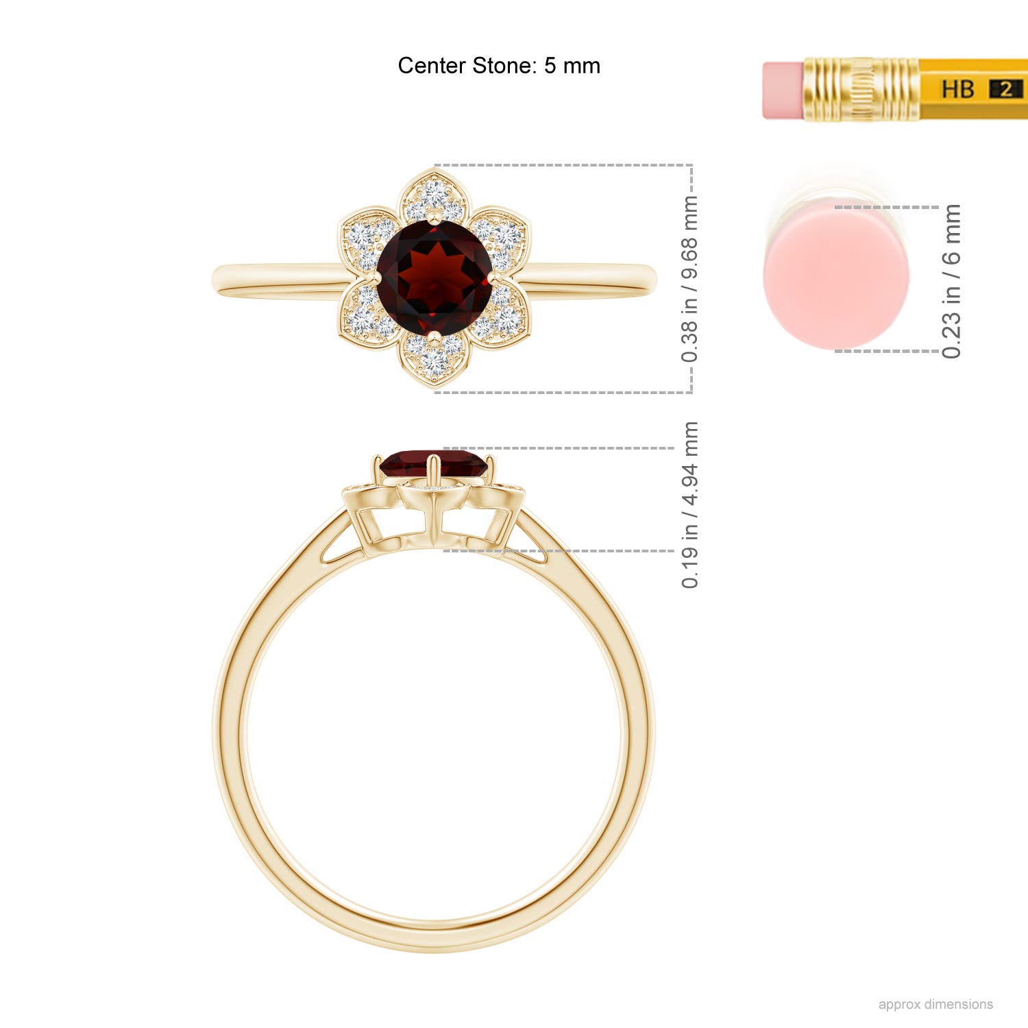 AA - Garnet / 0.66 CT / 14 KT Yellow Gold