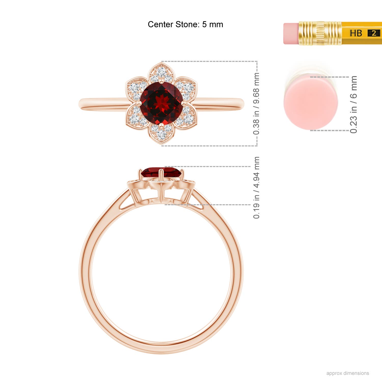 AAAA - Garnet / 0.66 CT / 14 KT Rose Gold