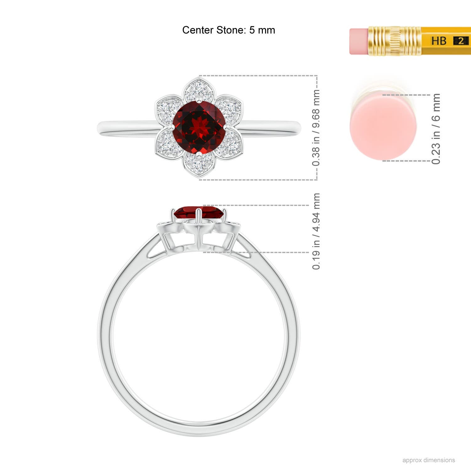 AAAA - Garnet / 0.66 CT / 14 KT White Gold