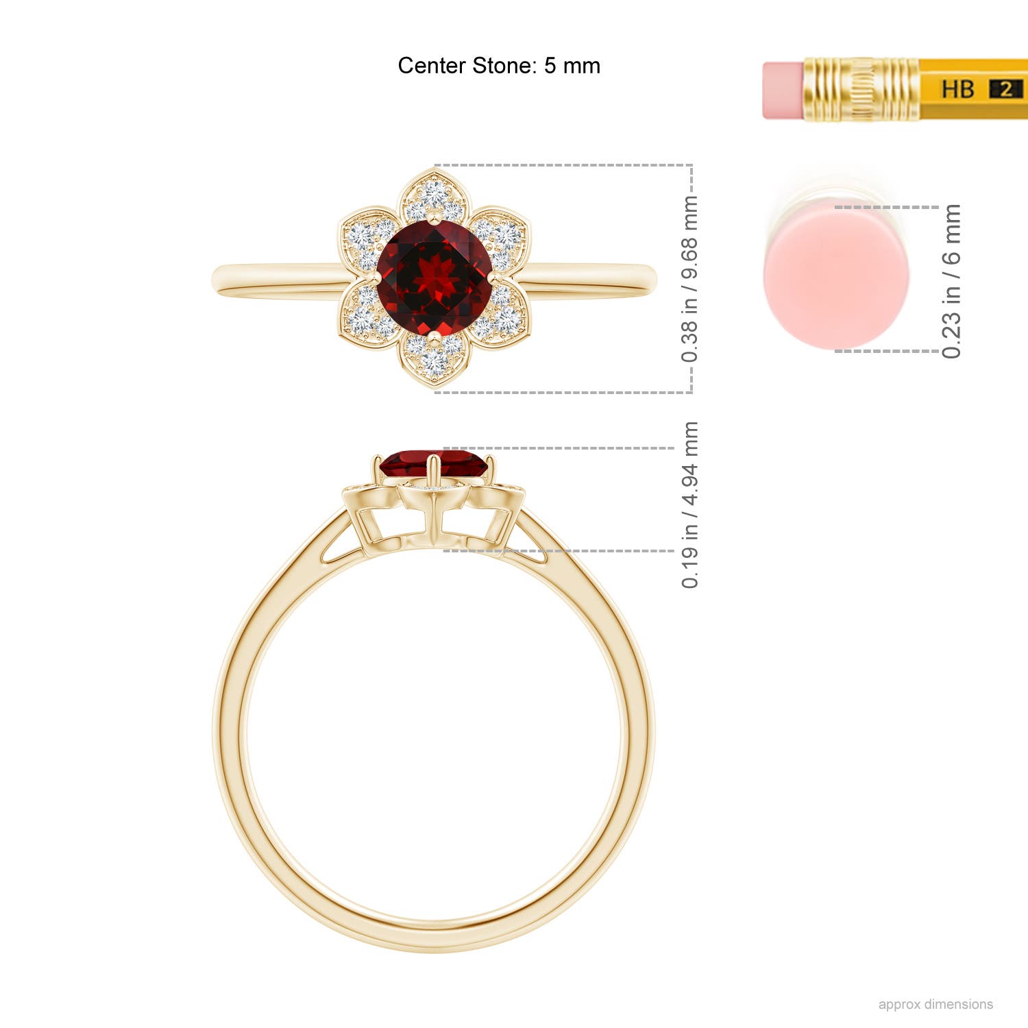 AAAA - Garnet / 0.66 CT / 14 KT Yellow Gold