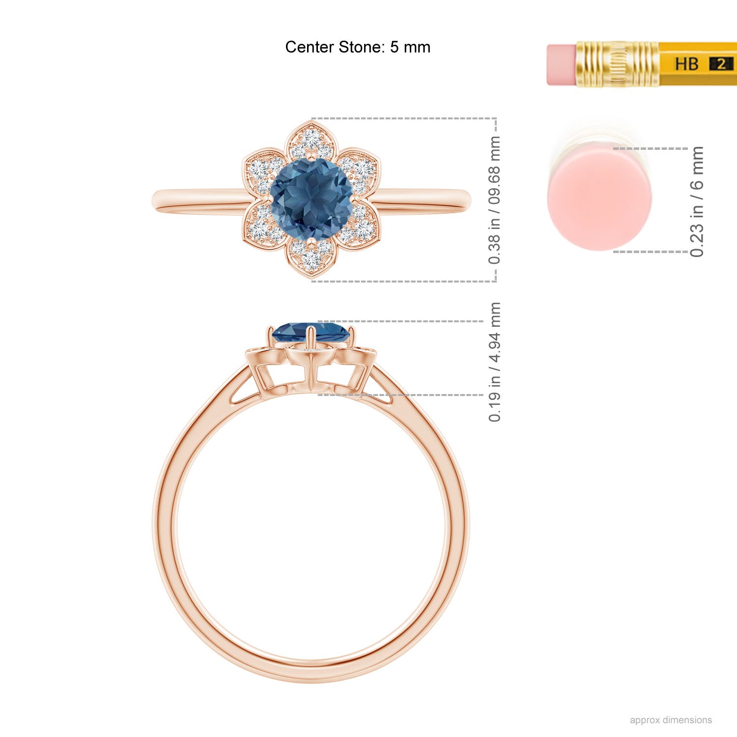 A - London Blue Topaz / 0.66 CT / 14 KT Rose Gold