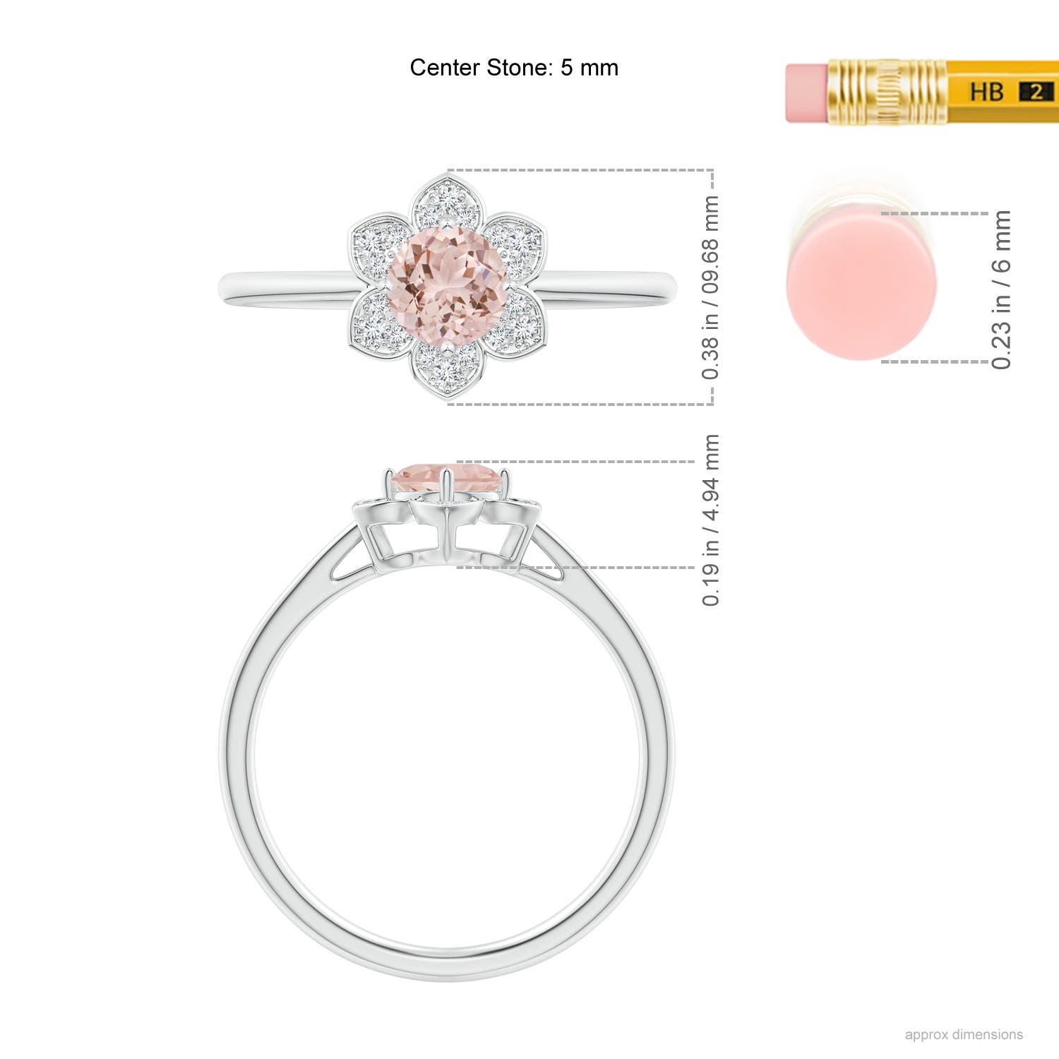 AAA - Morganite / 0.48 CT / 14 KT White Gold