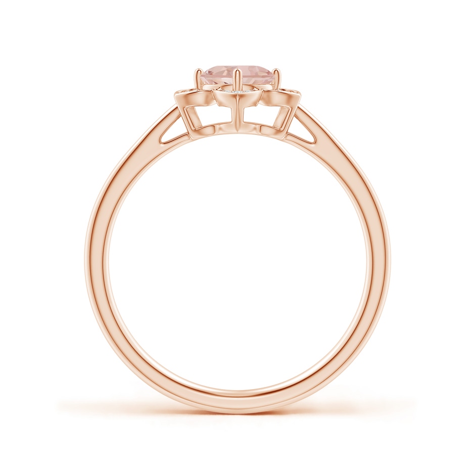 5mm AAAA Round Morganite Cocktail Ring with Floral Diamond Halo in Rose Gold side 1